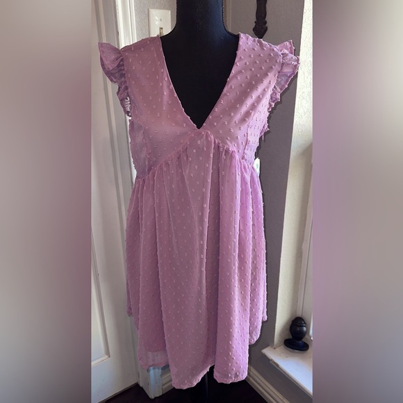 Pink Ruffle Sleeve Dress Size M Altered State - Picture 1 of 9